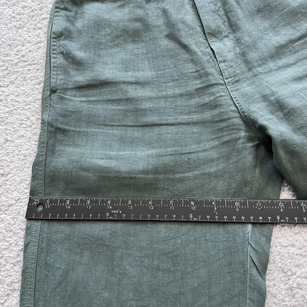 Octobre Editions Pants Mens M Green Linen Chino Elastic Waist Casual Tapered